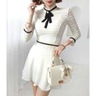 Brooch-accent Full-lace Top & Miniskirt Set