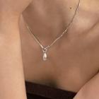Faux Pearl Pendant Alloy Necklace Xl1658 - 1pc - Silver - One Size