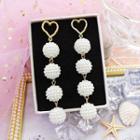 Alloy Heart Faux Pearl Dangle Earring 1 Pair - Earrings - White & Gold - One Size