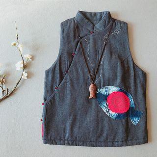 Applique Vest Denim Blue - One Size