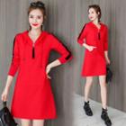 Contrast Detail Hoodie Dress