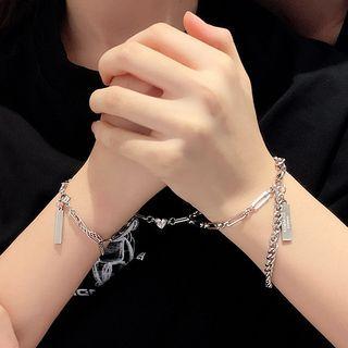 Layered Sterling Silver Bracelet S205 - Silver - One Size