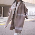 Striped Open Front Knit Coat