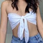 Lace Trim Strapless Cropped Top