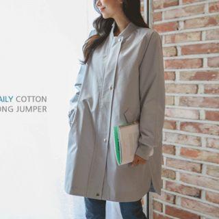 Band-detail Zip-up Cotton Coat