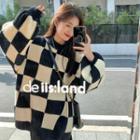 Checkerboard Oversize Sweater Black - One Size