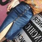 Buttoned Fitted Denim Skirt