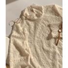 Lace Sheer Tulle Blouse Cream - One Size
