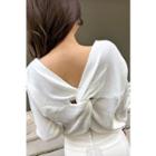 V-neck Drape-back Knit Top