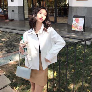 Long-sleeve Faux-leather Shirt