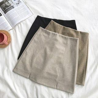 Plain High-waist Acrylic Skirt