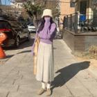 Woolen Long Box-pleat Skirt