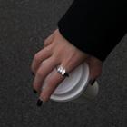 Bow Agate Alloy Ring Silver - One Size