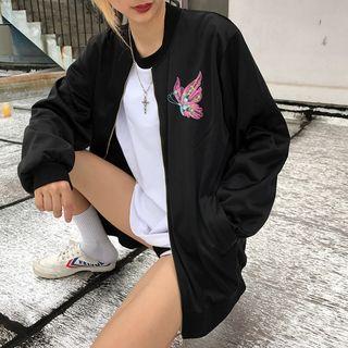 Couple Matching Butterfly Zip-up Baseball Jacket
