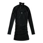 Set: Halter-neck Sheath Dress + Long-sleeve Crop Top