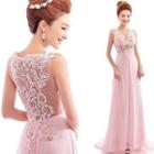 Sleeveless Embroidered Evening Gown