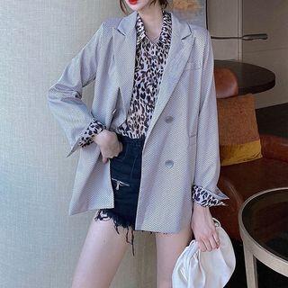 Double Breasted Blazer / Leopard Shirt