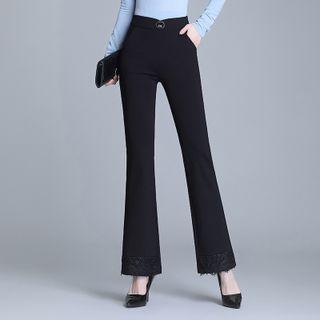 High Waist Fringed Lace Bootcut Pants