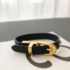 Cowhide Belt Bracelet Black - One Size