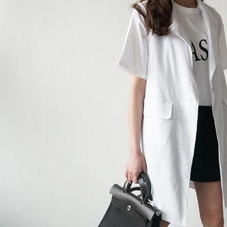 Linen Blend Single-button Vest