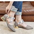 Ankle Strap Plaid Pointed Pumps