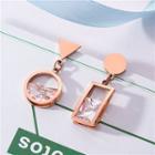 Rhinestone Non-matching Drop Earring Rose Gold - One Size