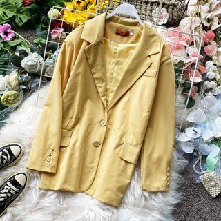 Twins Button Lapel Plain Blazer