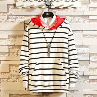 Color-panel Striped Hoodie