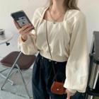 Square-neck Long-sleeve Top - 3 Colors