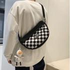 Checkerboard Panel Canvas Crossbody Bag / Bag Charm / Set
