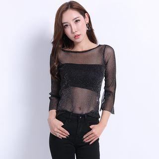 Set: Glitter Sheer Top + Bandeau