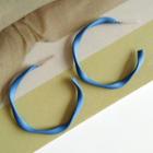 Twisted Alloy Open Hoop Earring 1 Pair - S925 Silver Stud Earrings - Blue - One Size