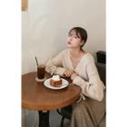 V-neck Tie-cuff Rib Sweater