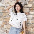 Short-sleeve Embroidered Eyelet Lace Top