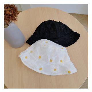 Flower Embroidered Beret / Bucket Hat