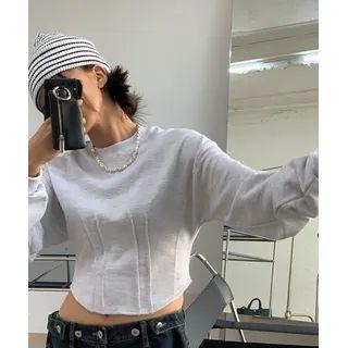 Pintuck Crop Sweatshirt