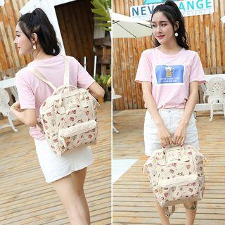 Printed Square Nylon Backpack