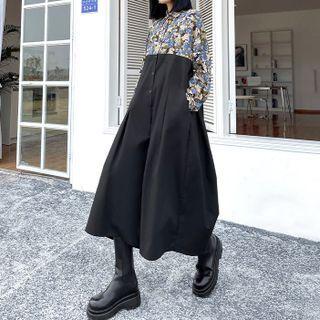 Long-sleeve Floral Panel Jumpsuit