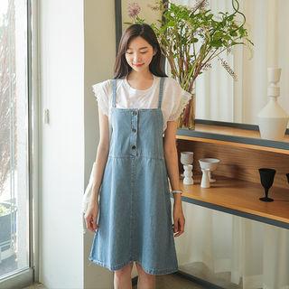 Button-front Denim Overall Dress