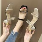 Pvc Paneled Block Heel Sandals