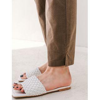 Slit-side Linen Baggy Pants