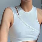 Mock Two Pieces Sleeveless Crop Top