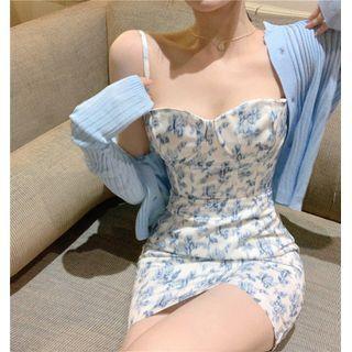 Strappy Floral Mini A-line Dress / Light Jacket