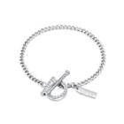 Simple Personality Geometric Round Cubic Zirconia 316l Stainless Steel Bracelet Silver - One Size