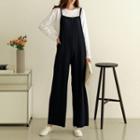 Pleated Wide-leg Overall Pants