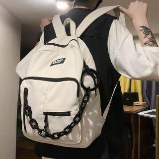 Nylon Zip Backpack With Chain