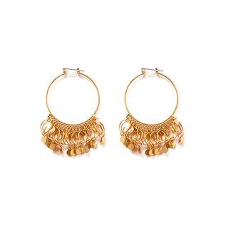 Metal Disc Hoop Earring 1195 - Gold - One Size