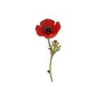 Elegant Temperament Enamel Poppy Brooch Silver - One Size