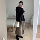 Loose-fit Plain Pullover / Pleated A-line Skirt