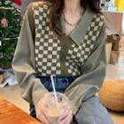Mock Two-piece Plaid Shirt Green - One Size